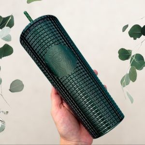 💚NEW Starbucks Olive Dark Green Disco Grid Venti Tumbler cup✨